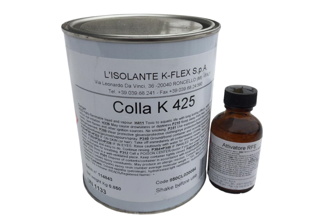Клей K-FLEX 425 объем 1 л для соединения каучуковых трубок и рулонов.
